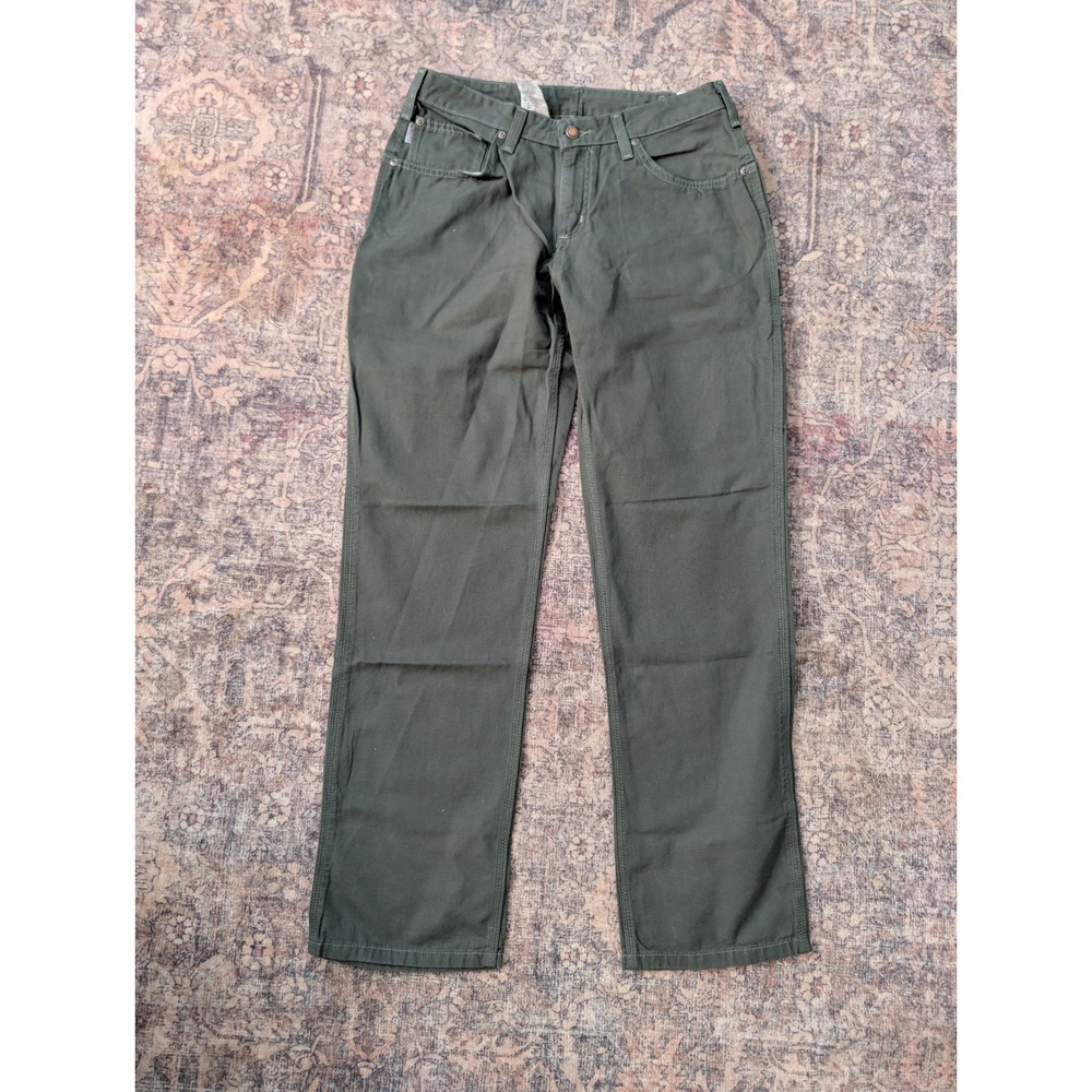 Carhartt Womens Relaxed Fit Canvas Carpenter Jean Gray Green WB159 DMS 10x32 NWT - Picture 3 of 6